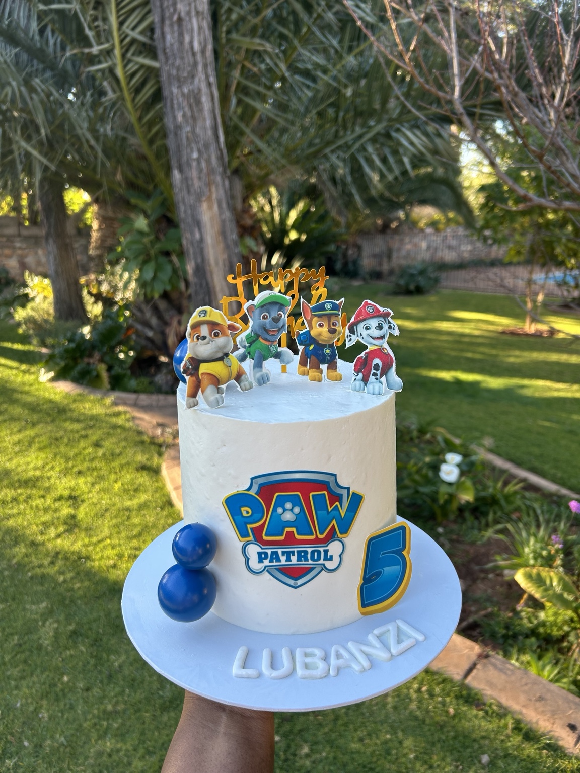 Paw Patrol fifth birthday cake for Lubanzi